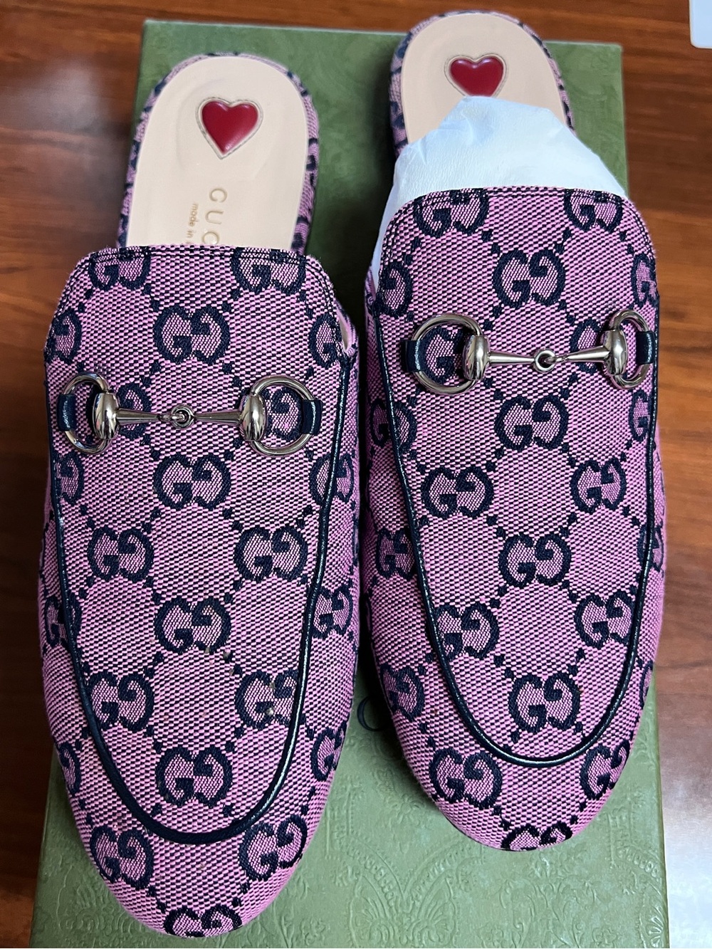 Gucci Pink GG Canvas Mules - Picture 3 of 6